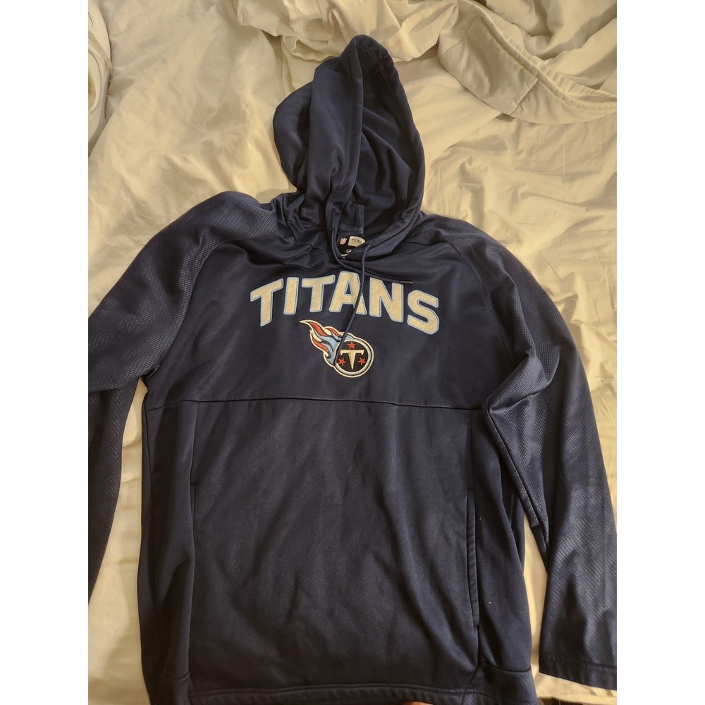 NFL Team Apparel Tennessee Titans Hoodie Mens Large Navy Blue Athletic Gym Gear